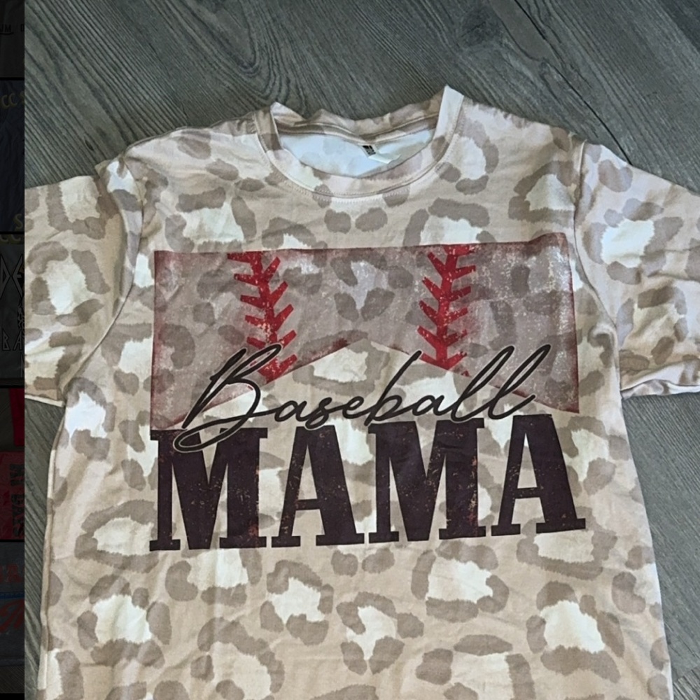 Baseball Mama Shirt - Tan and Brown